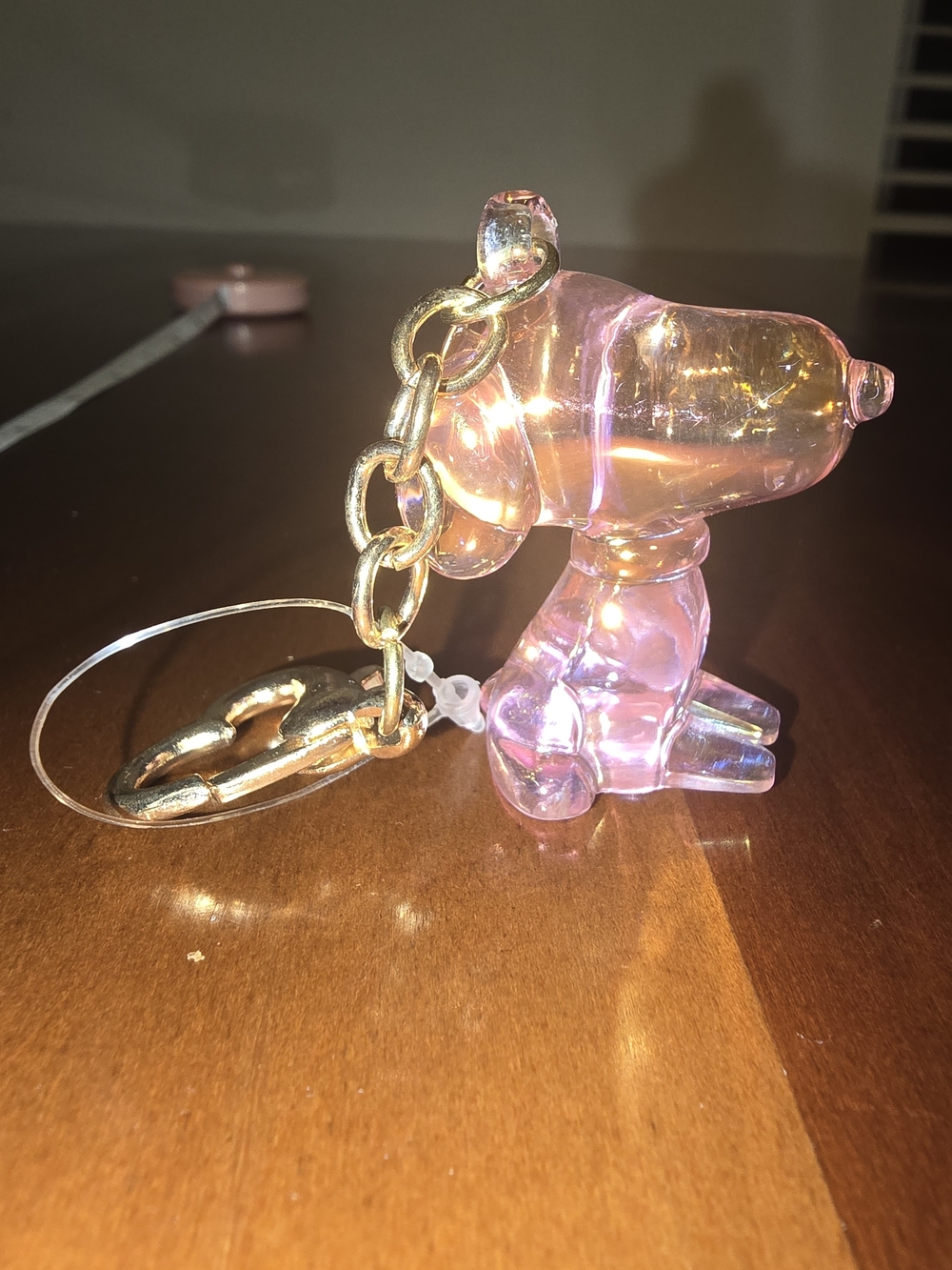 Pink Iridescent Snoopy Dog Keychain Charm / Bag Charm, New without Tags